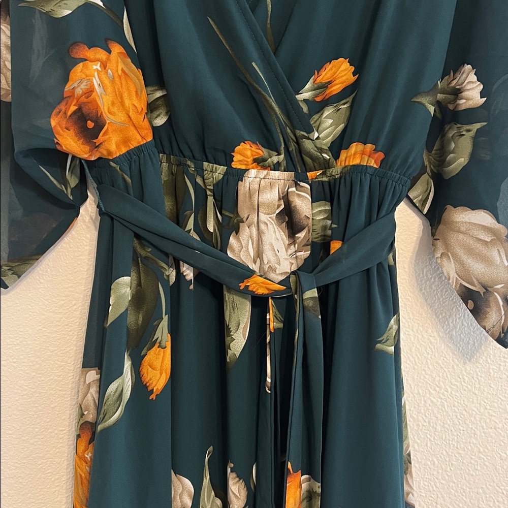 Baltic Born Teal Floral Maxi Dress with Mustard and Cream Blooms - Picture 5 of 9